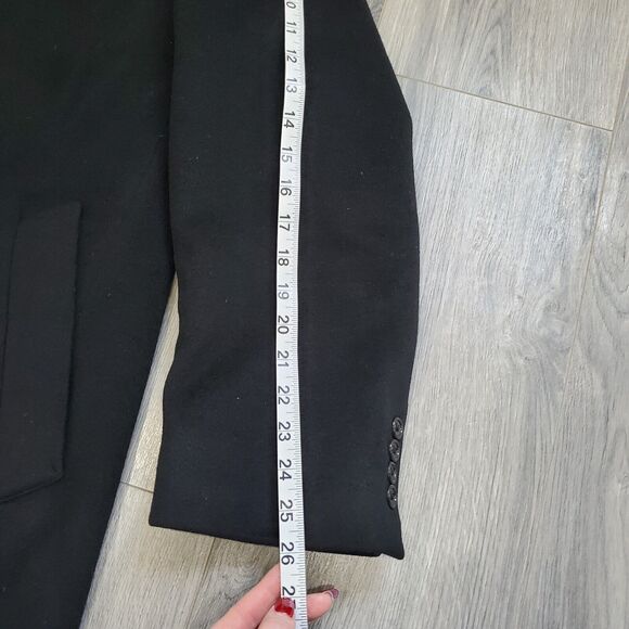 LORO PIANA 100% Cashmere Coat Men's 46R Black Long Overcoat Classic Quiet Luxury - Picture 10 of 16